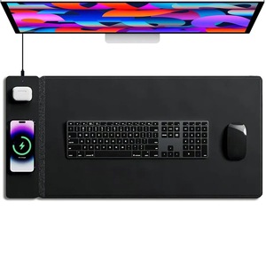 IStapromo Gifts 15W Fast Wireless Charging PU Leather Desk <b>Mat</b>, Reversible Dual Layer Waterproof Anti-Slip <b>Large</b> Mouse Pad - Product Image 4