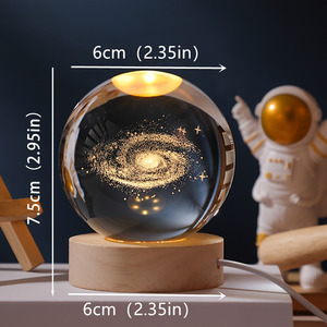 Lampada Notturna LED Personalizzabile con Sistema Solare in Cristallo 3D, Sfera di Vetro Incisa al Laser per Uso Domestico - Product Image 5
