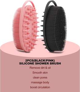 Custom Modern Oval Food Grade <b>Silicone</b> Loofah Shower Scrubber Multi-Function Exfoliating Body Brush <b>Scalp</b> <b>Massager</b> Shampoo Brush - Product Image 4