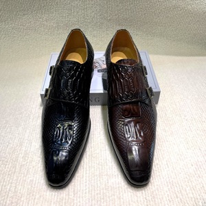 Zapatos de cuero casuales de negocios para hombre, estilo nuevo, con estampado de cocodrilo en relieve, punta puntiaguda moderna, diseño a la moda - Product Image 3