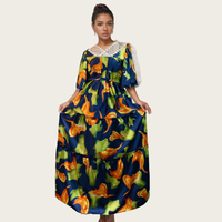 Personnalisable tissu cravate-teinture longue robe avec ceinture mode femmes mode africaine grande taille tenue décontractée femmes