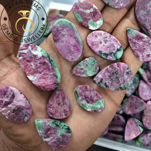 Pierre précieuse naturelle de qualité supérieure, taille ovale, 20-40 mm, pour la fabrication de bijoux, prix d'usine, rubis zoïsite druzy, lot en vrac - Product Image 1