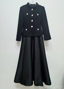 Bettergirl 2025 New Black tweed patchwork à manches longues petite <span class=keywords><strong>robe</strong></span> à col montant - Product Image 4