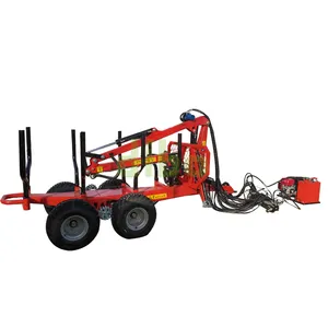 CE certification hydraulic 4.2m 3ton tractor gasoline engine log timber farm wood trailer with timber crane grapple