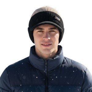 Vente chaude hiver unisexe Beanie 100% acrylique coupe-vent Protection des oreilles en peluche hiver tricoté chapeau pour Ski Golf cyclisme - Product Image 5