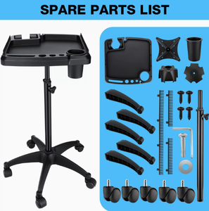 Portable Salon Metallic Hair Extension Trolley Extension Holder Height Adjustable Braiding Hair Rack on <b>Wheels</b> - Product Image 3