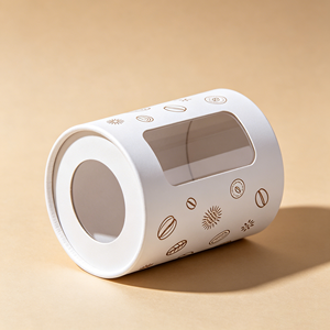 Custom Coffee Bean Cylinder Paper <b>Box</b> With Clear <b>Display</b> Window Custom Logo Kraft Tube For Coffee Bean Retail Gift Packaging - Product Image 5