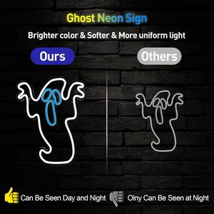 Letrero LED de Neón con Diseño de Fantasma de Halloween, Letrero Transparente de Acrílico para Escaparates, Indicador de Luz Ambiental, Tablero de Visualización Personalizable de 5V - Product Image 3
