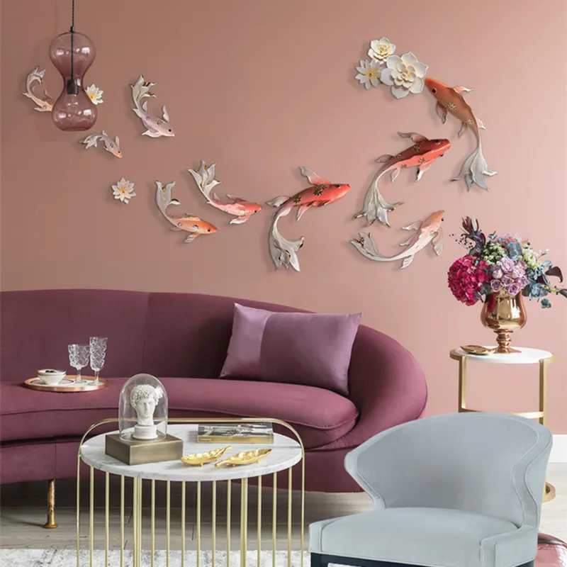 Yeni stil 3d balık ev oturma oda duvar dekorasyonu