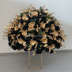 Centros de mesa de flores para decoración de boda personalizados de gama alta, tamaño grande, mesa de oro negro, bola de flores rosas - Product Image 6
