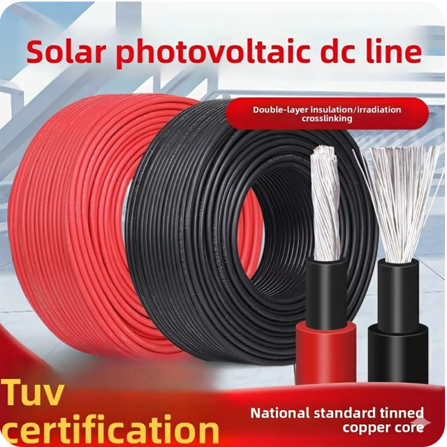 PV Solar Panel DC Low Voltage Tinned Copper Cable 10mm 6mm 4mm XLPO Insulation CE/ for Solar Extension Cable for Solar
