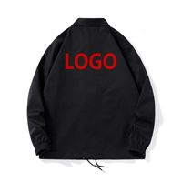 Veste de coach pour hommes ODE/OEM, vente flash, logo personnalisé, grande taille, veste de coach unie noire, coupe-vent, veste de coach