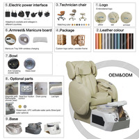 Fauteuil de pédicure de luxe Healthtec tout-en-un en cuir PU anti-acétone pour salon de manucure