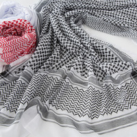 Écharpe Keffiyeh Shemagh à carreaux rouges et blancs, foulard tactique Arafat avec pompon, couvre-chef arabe du Moyen-Orient pour hommes – Grande Vente