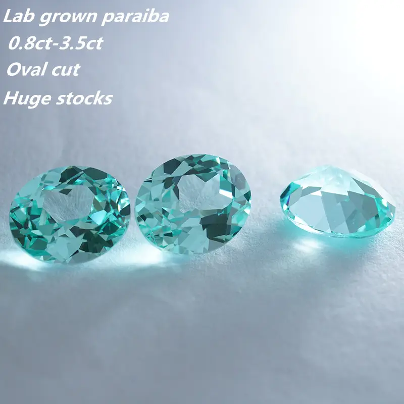 Pierres précieuses de production en laboratoire paraiba lac eau couleur bleu forme ovale 1ct 3ct paraiba cultivé en laboratoire
