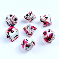 Jeu de dés polyédriques imprimés en acrylique 7 en 1, à bords vifs, motif floral, pour jeux de rôle sur table
