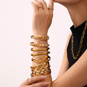 Aretas, joyería de lujo a la moda, pulsera al por mayor de acero inoxidable chapado en oro de 18 quilates, pulsera combinada para mujer - Product Image 3