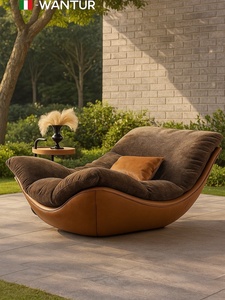 Poltrona Reclinabile di Design Nordico, Moderna e Minimalista, in Pelle Premium per Soggiorno e <span class=keywords><strong>Camera</strong></span> da Letto - Product Image 6