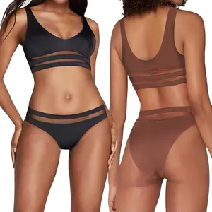 New Arrival Sports Yoga Underwear Set Mesh Non-Steel Ring Comfortable Underwear And High-Waisted Panties Women's Sets