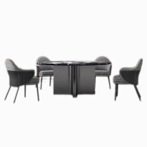 Spazio moderno salva piccoli mobili da casa ristorante rotondo Marb le oro in acciaio inox tavolo da pranzo e 4 sedie - Product Image 2
