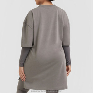Ensemble 2 pièces de sport islamique sur mesure OEM en tissu éponge uni, coupe oversize à épaules tombantes, comprenant un haut à manches longues à col montant et un legging pour femme - Product Image 5