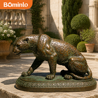 Escultura de Leopardo de Bronce, Estatua de Animal Realista, Adecuada para Jardines de Villas, Plazas Públicas y Paisajes Exteriores