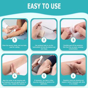 Bandages hydrocolloïdes transfrontaliers pour soins des plaies, rouleaux hydrocolloïdes extra-larges, découpe libre sur mesure, patchs anti-abrasion - Product Image 2