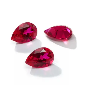 Rojo oscuro brillante 4*6mm-11*15mm 0,5-8ct Pera Cut Lab Grown Blood Red Ruby Stone