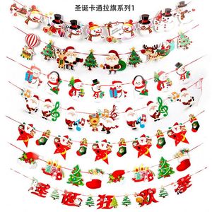 Décorations de Noël pour fête du Nouvel An : Bannière en papier avec Père Noël, Bonhomme de neige, Élan et motif de dessin animé, Fournitures de Noël Joyeux Noël - Product Image 1