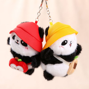 Colorful Hat Panda Keychain Plush Toy Shoulder Bag Panda Figurine Backpack Accessory Cloth <strong>Doll</strong> Souvenir - Product Image 3