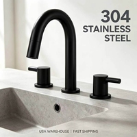 Robinet de lavabo de salle de bain OEM/ODM à expédition rapide depuis l'entrepôt, robinet de lavabo à 2 poignées, large, à 3 trous pour lavabo de salle de bain