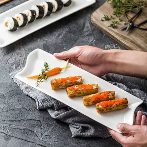 Piring Makan Malam Sushi Jepang dan Korea, Piring Keramik Putih Persegi untuk Makan Malam Restoran Barat Piring Makanan Penutup Buah