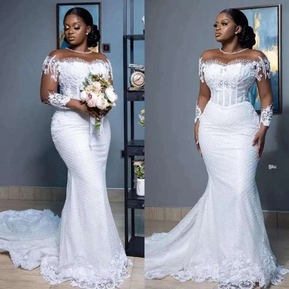 Nigeria Style Lace Wedding Dresses Elegant Customizable