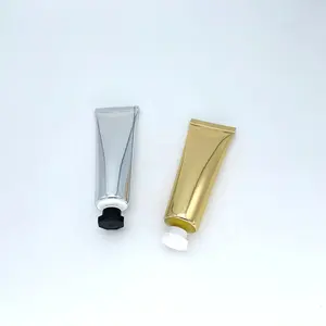 Wholesale tools metal tube-Empty 50g High Gloss Aluminum Plastic Silver Gold Hose 50ml High-end Cosmetics Bottle Cleanser Squeeze Tube