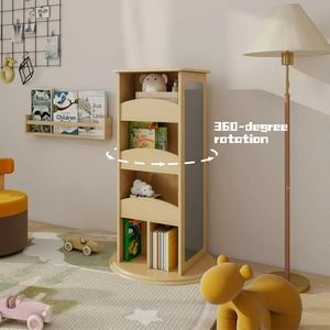 Wooden Children's Multifunctional Wardrobe Bookshelf Multi-Layer <b>Storage</b> Rotating Floor Mirror <b>Clothes</b> Hanging Sorting Gemma - Product Image 2
