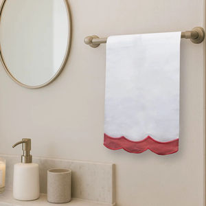 Toalla de Lino para Invitados con Borde Rojo Coral, Toalla de Mano Decorativa Enmarcada, Toalla Absorbente de Lino y Algodón para Baño y Cocina - Product Image 1