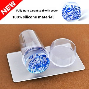 Transparent Silicone Nail Art Stamper Jelly Head with Scraper Cover for DIY Stamping Manicure - Product Image 2