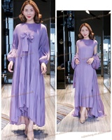 Robes plissées Miyake Maxi pour femmes, taille plus, manches longues, ensemble deux pièces, Abaya, robe musulmane pour femmes, Ramadan, dernier design original