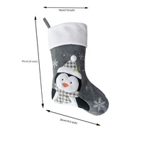 Chaussettes de Noël personnalisées en gros, gris foncé, brodées de Père Noël, flocons de neige, chiens et chats, avec revers vierges en peluche, pour cadeaux