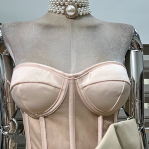 欧迪娜精品时尚夏季休闲系带筒上衣鱼骨紧身胸衣丝带蝴蝶结裙两件套女装2件套 - Product Image 3