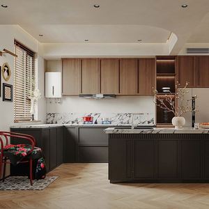 Ensemble de meubles de cuisine de luxe moderne avec îlot de rangement, conception personnalisée pour l'amélioration de la maison - Product Image 4