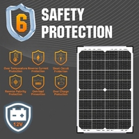 Panneau solaire monocristallin en verre 30W, chargeur de batterie solaire 5400Pa résistant à la neige pour tracteur de pelouse, caméra de sécurité, surveillance agricole