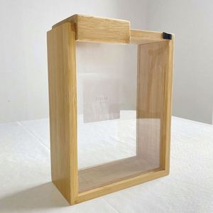 Bocaux en verre sans BPA avec couvercles hermétiques en bambou pour la cuisine, distributeurs de pâtes et de spaghetti, pots de stockage de poudre, emballage carton - Product Image 4