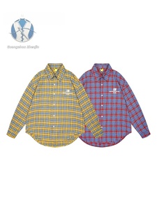 Chemises à manches longues à carreaux décontractées pour hommes, personnalisées OEM, avec impression 3D, polyvalentes, style vintage, rayées, boutonnées, chemises polo à manches longues - Product Image 1