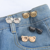 Jeans mignons en forme d'ours, ajustables à la taille, avec boutons détachables en alliage plaqué