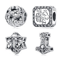 Nouveau Dragon et tigre DIY Bracelet perlé National Tide mode rétro 925 argent perle accessoires SCC2336