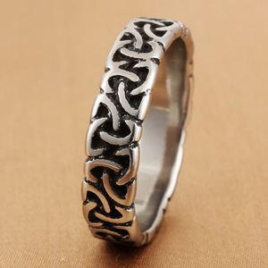 European Style Titanium Steel Viking <b>Ring</b> Geometric Pattern Men's Punk Jewelry Size 28 - Product Image 2