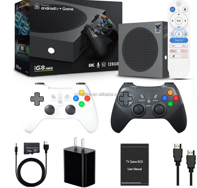 G8 Max 8K Game Stick Video Console 128G 50000 Retro Games 8k Decoding BT Voice Remote Dual Gamepad Family TV Gaming Device
