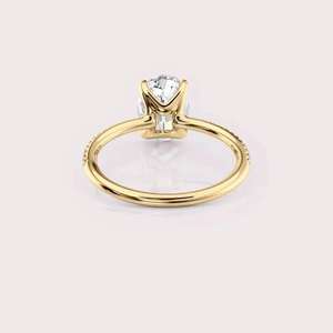 Bague ovale vintage en or blanc/jaune/rose 18 carats de haute qualité avec diamant de laboratoire, sertissage micro-pavé, certifiée IGI, élégante pour un usage quotidien - Product Image 3