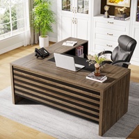 Bureau de direction en forme de L moderne et classique en panneau de bois MDF de 66,2 pouces avec bureau d'ordinateur convertible et armoire à dossiers mobile pour le bureau